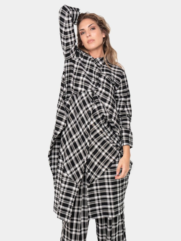 Baci Plaid Amphora Shirtdress Black & White Quadro