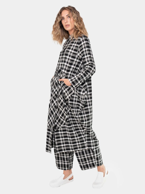 Baci Plaid Amphora Shirtdress Black & White Quadro