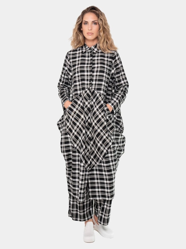 baci Plaid Amphora Shirtdress Black & White Quadro