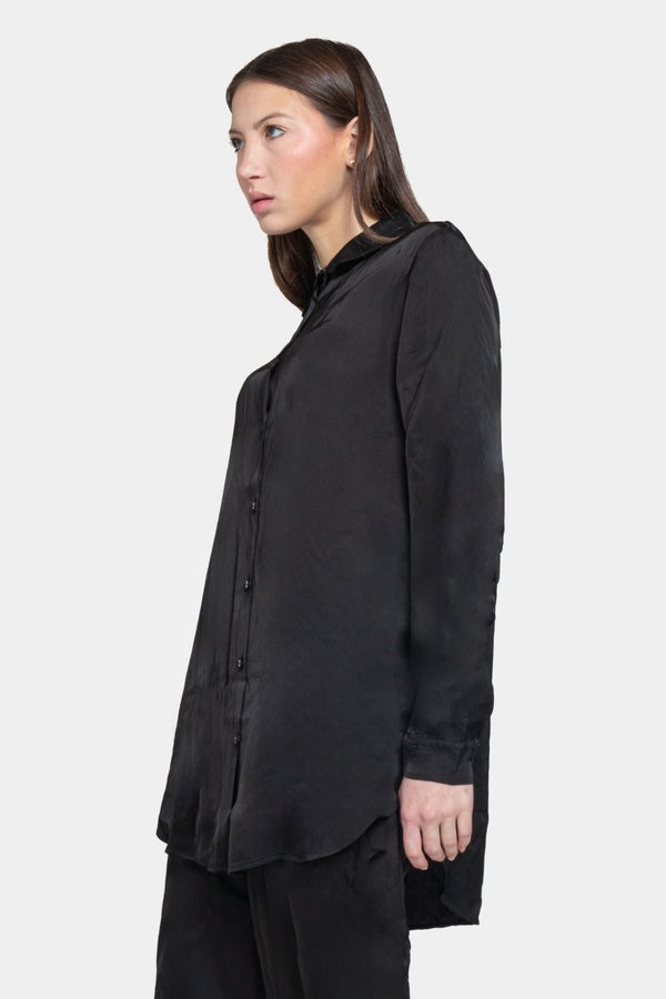 Baci Pleated Back Long Sleeve Top Black