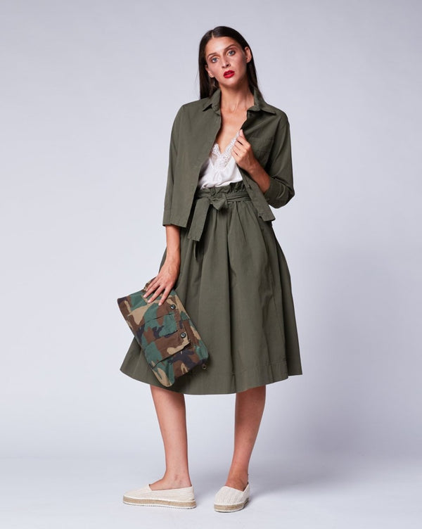 Baci Pleated Bow-Tie Skirt Beige