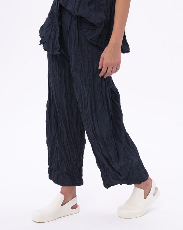 Baci Pleated Crinkled Palazzo Pant Black