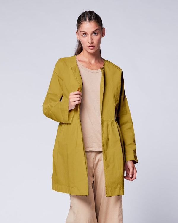 baci Pleated Duster Jacket Mustard