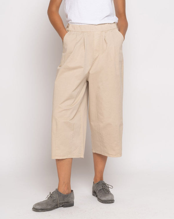 Baci Pleated Elastic Wide Leg Trouser Beige