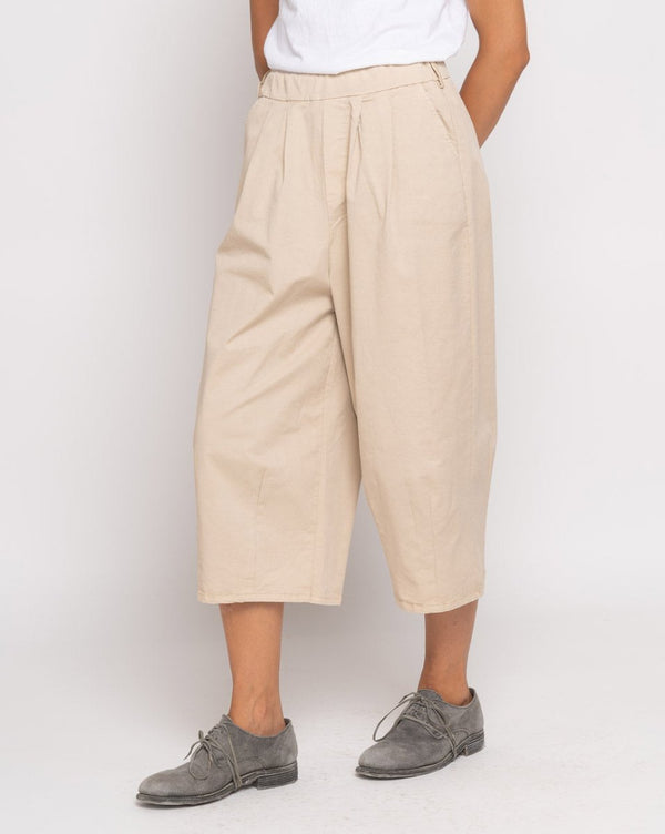 Baci Pleated Elastic Wide Leg Trouser Beige