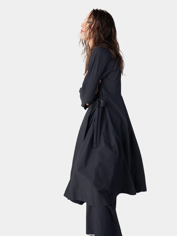 Baci Pleated Midi Cotton Wrap Dress Bianco