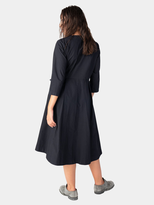 Baci Pleated Midi Cotton Wrap Dress Bianco