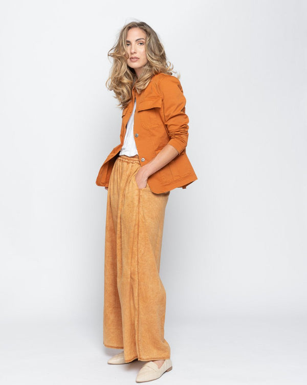 Baci Pleated Washed Palazzo Pant Copper