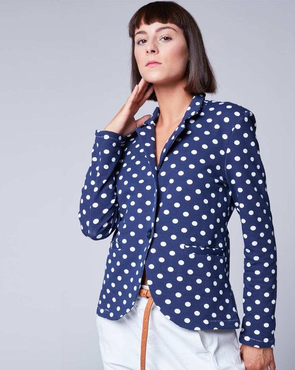 Baci Polka Dot Single-Button Blazer Navy