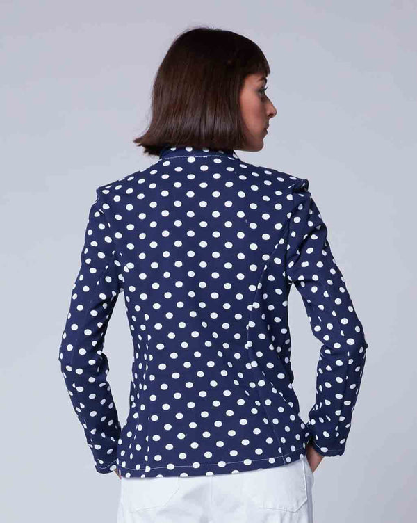Baci Polka Dot Single-Button Blazer Navy