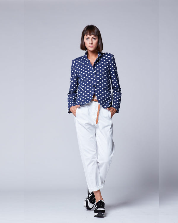 Baci Polka Dot Single-Button Blazer Navy