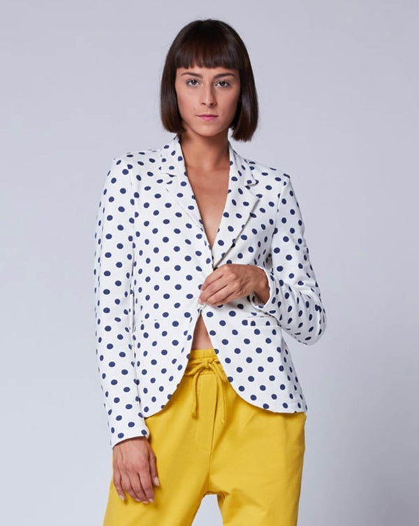 baci Polka Dot Single-Button Blazer Navy