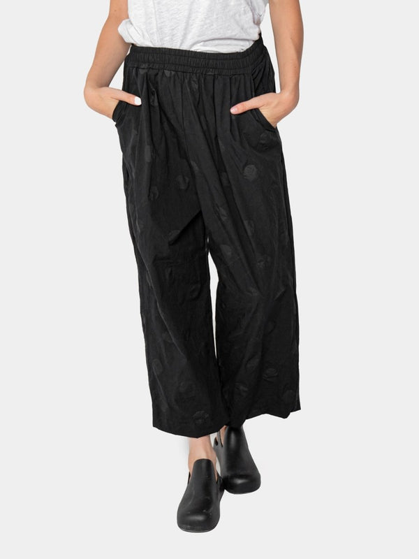 Baci Polka Dot Wide-Leg Trousers Black