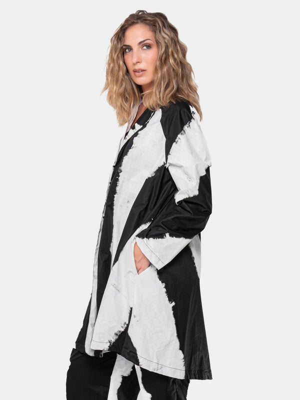 Baci Printed Black & White Jacket Big Stripe