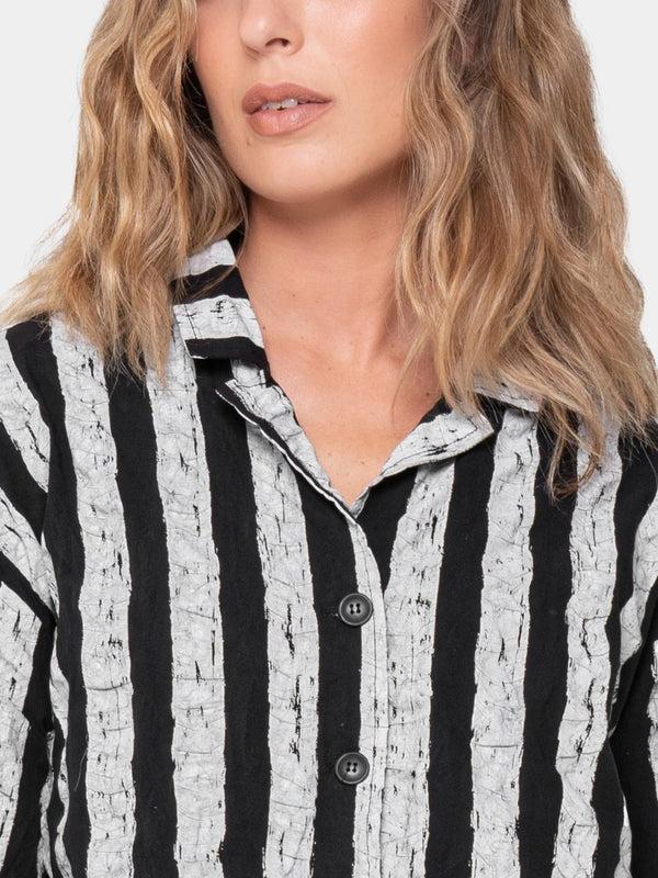 Baci Printed Short Sleeve Button Up Polka Dot