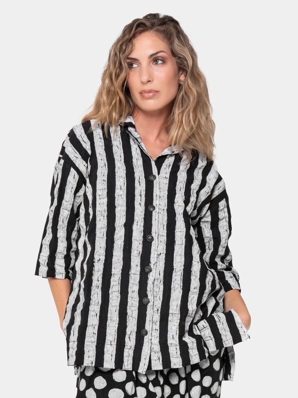 baci Printed Short Sleeve Button Up Polka Dot