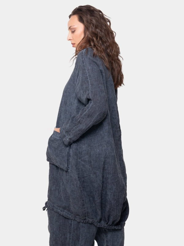 Baci Raglan Duster With Drawstring Hem Hemp