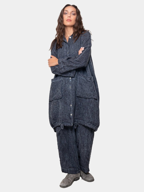 Baci Raglan Duster With Drawstring Hem Hemp