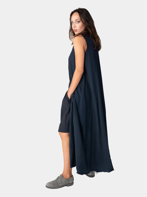 Baci Raw Edge Collared Tank Dress Bianco