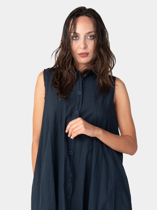 Baci Raw Edge Collared Tank Dress Bianco