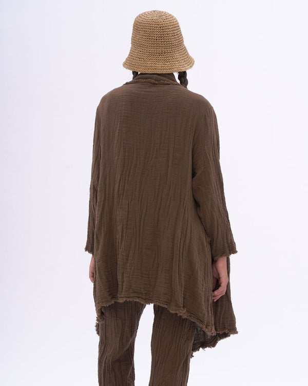 Baci Raw Edge Organic Cotton Duster Jacket Black