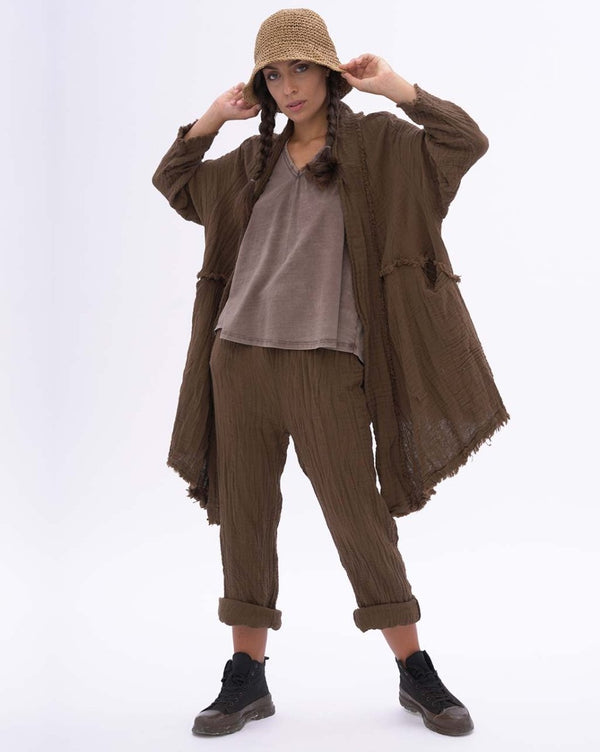 Baci Raw Edge Organic Cotton Duster Jacket Black