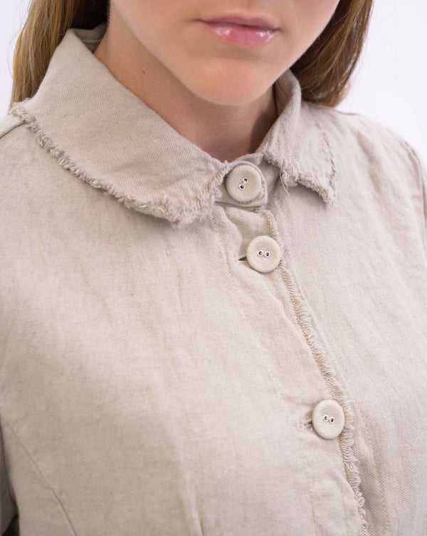 Baci Raw Edge Seamed Button Up Jacket Natural