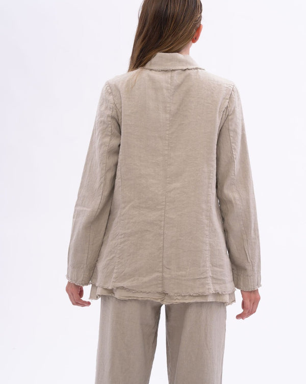 Baci Raw Edge Seamed Button Up Jacket Natural