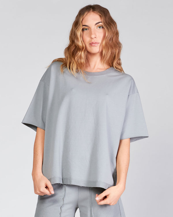 baci Raw Edge Sleeve T Shirt Camel
