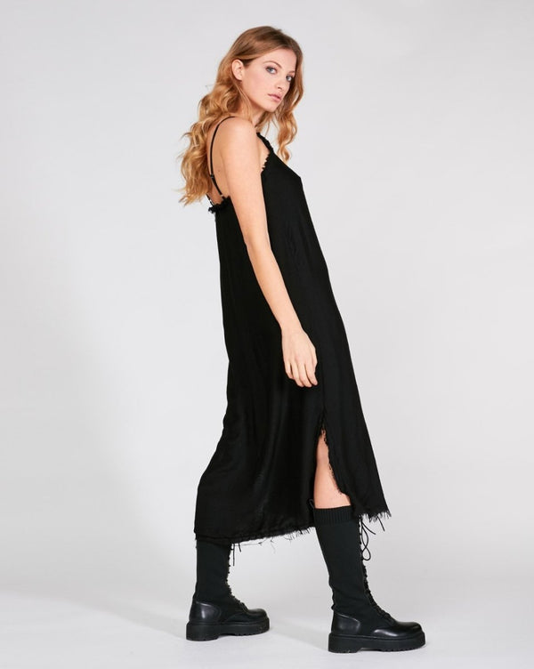 Baci Raw Fray Camisole Dress Black