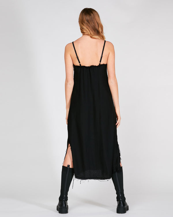Baci Raw Fray Camisole Dress Black