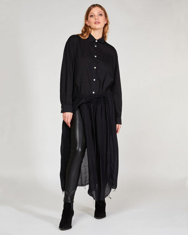 baci Raw Hem Button-Up Shirtdress Beige