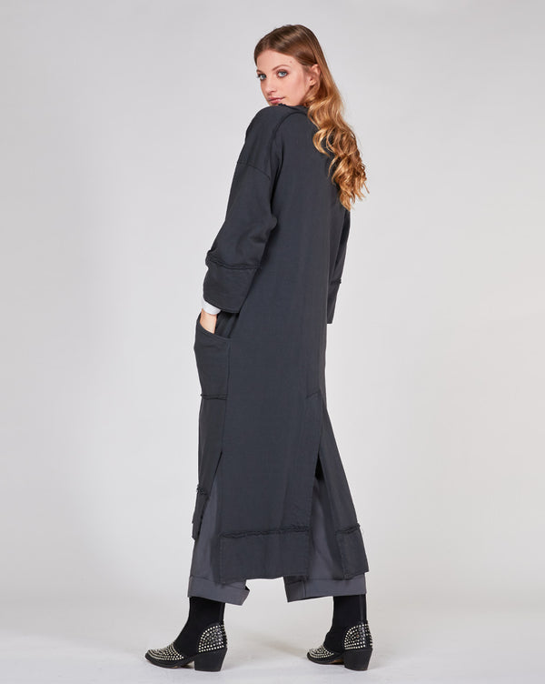 Baci Raw Patch Zip-Up V-Neck Dress Beige