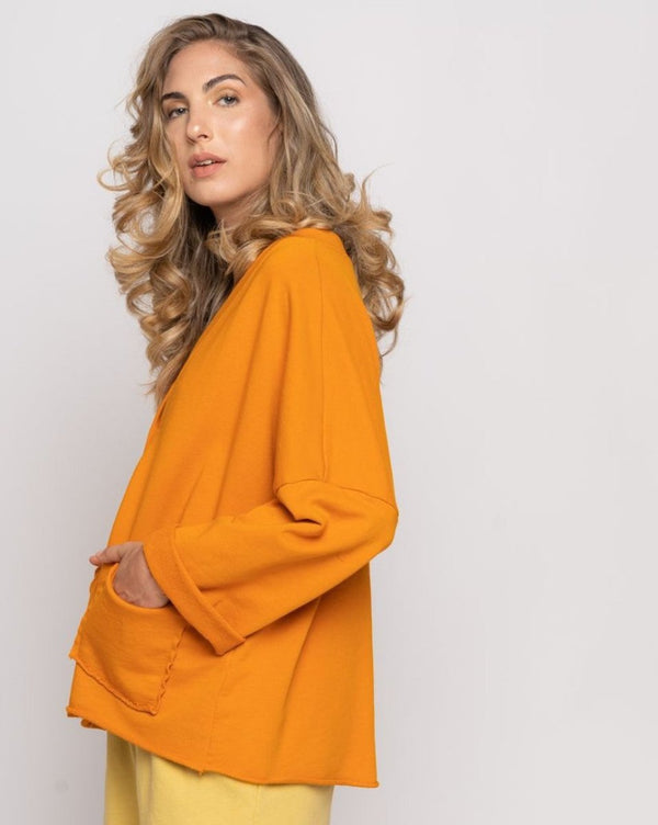 Baci Raw Seam Button-Up Cardigan Corn