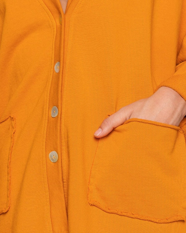 Baci Raw Seam Button-Up Cardigan Corn