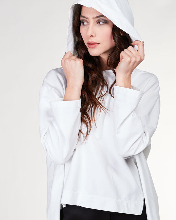 Baci Rolled Hood Flyaway Sweater Black