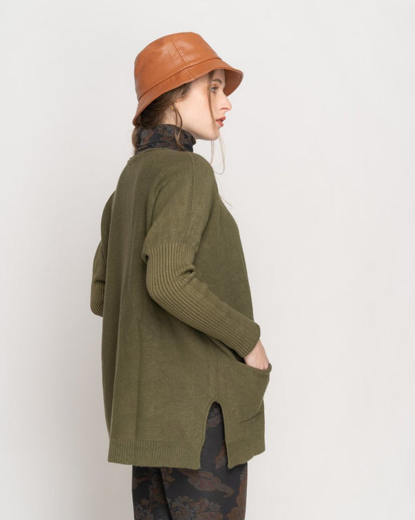 Baci Rolled Pocket Sweater Camel