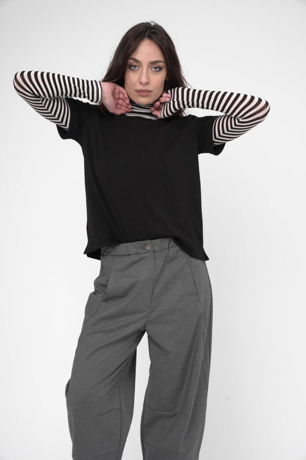 Baci Round Neck Cotton T-Shirt Black