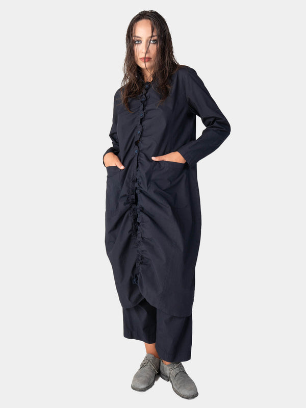 baci Ruched Open Front Cotton Cardigan Bianco