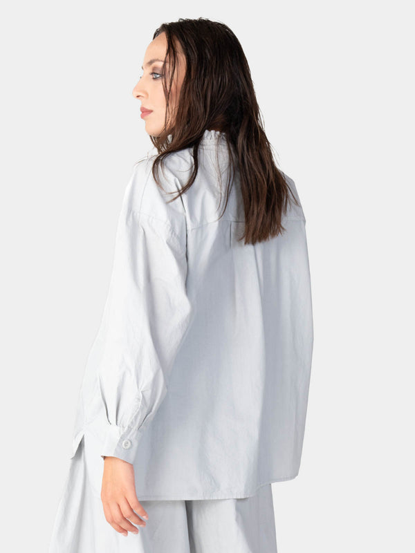 Baci Ruffle Collar Detail Cotton Shirt Bianco