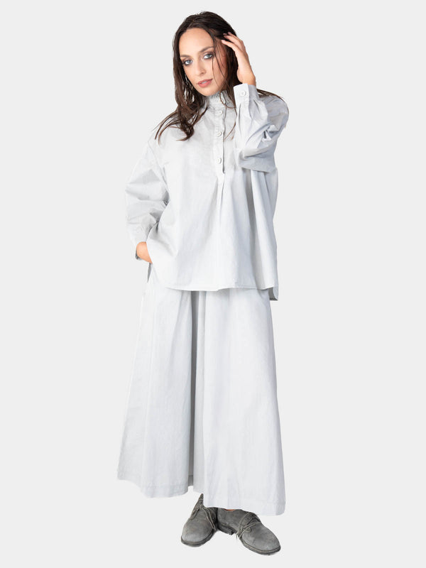 Baci Ruffle Collar Detail Cotton Shirt Bianco