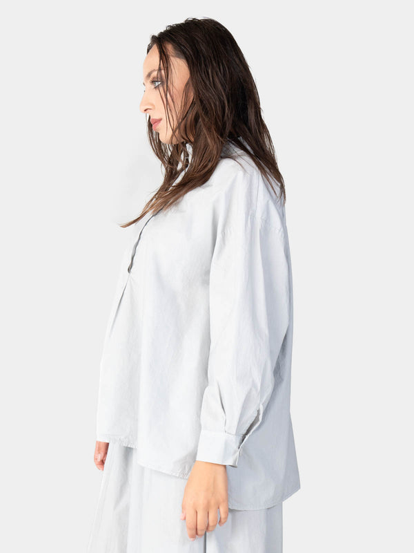 Baci Ruffle Collar Detail Cotton Shirt Bianco