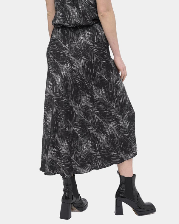 Baci Ruffle Leaf Midi Skirt Black / White