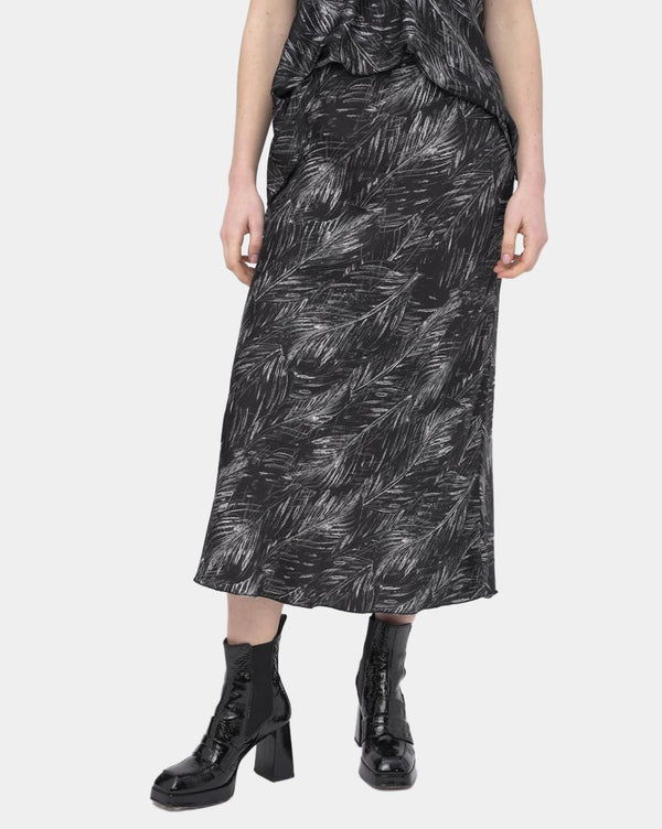 baci Ruffle Leaf Midi Skirt Black / White