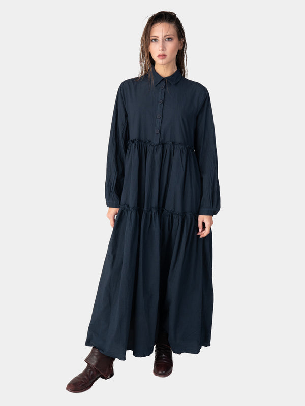 baci Ruffle Tiered Shirtdress Oatmeal