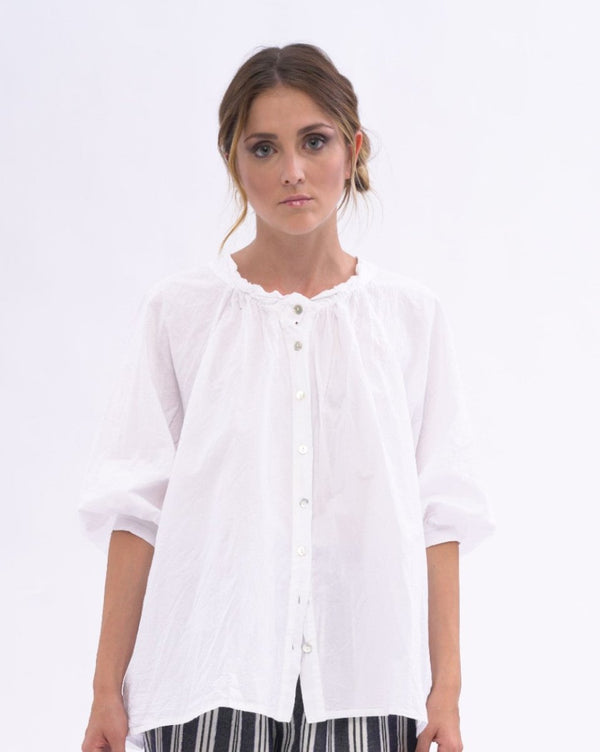 Baci Ruffled Back Organic Cotton Blouse Black