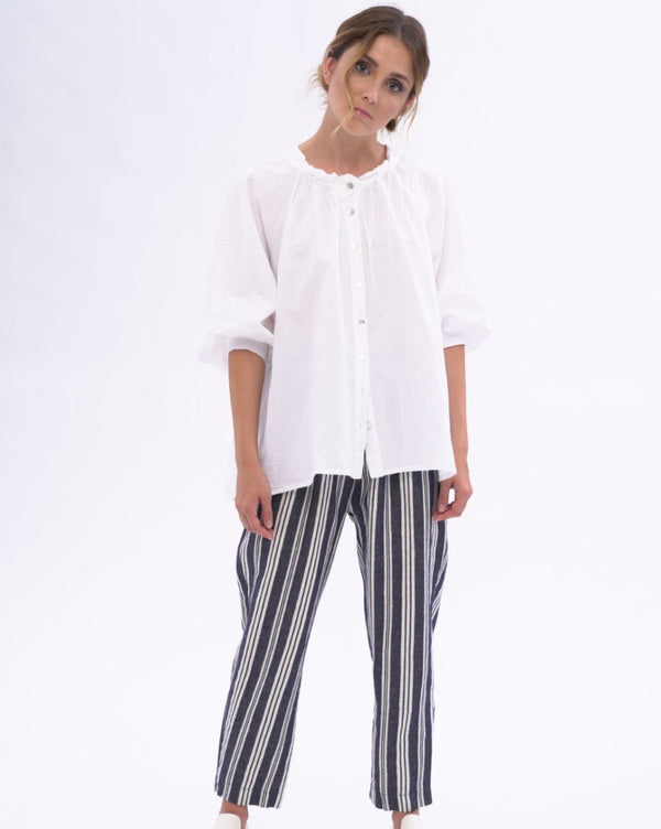 baci Ruffled Back Organic Cotton Blouse Black