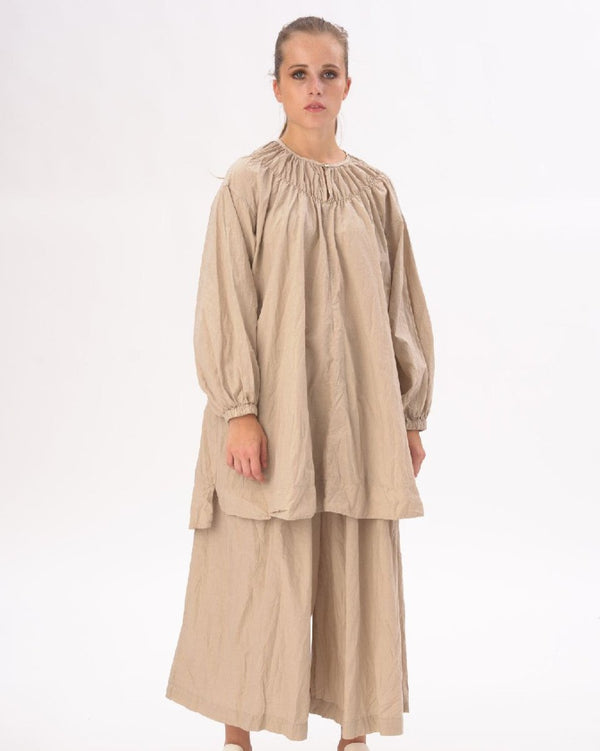 Baci Ruffled Neck Organic Cotton Tunic Black