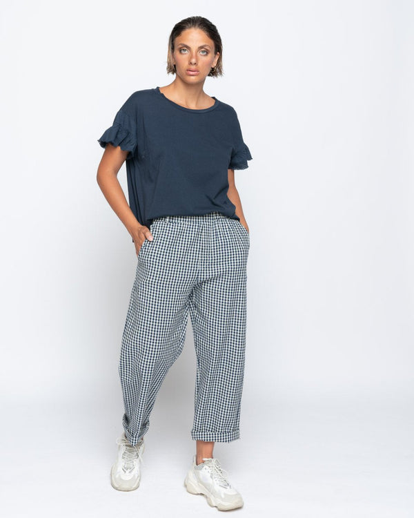 Baci Ruffled Short Sleeve Crewneck T Camel