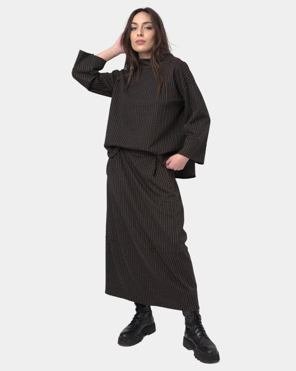 Baci Seamed Elastic Waist Skirt Black